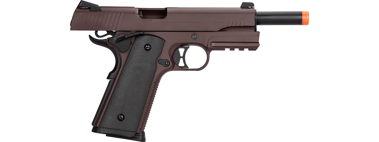 Double Bell M1911 Gas Blowback Airsoft Pistol [Metal] (CRIMSON BROWN)