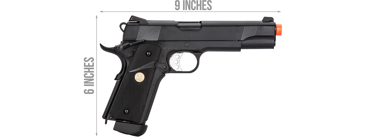 Double Bell M1911 CO2 Blowback MEU Airsoft Pistol [Polymer] (BLACK) - Click Image to Close