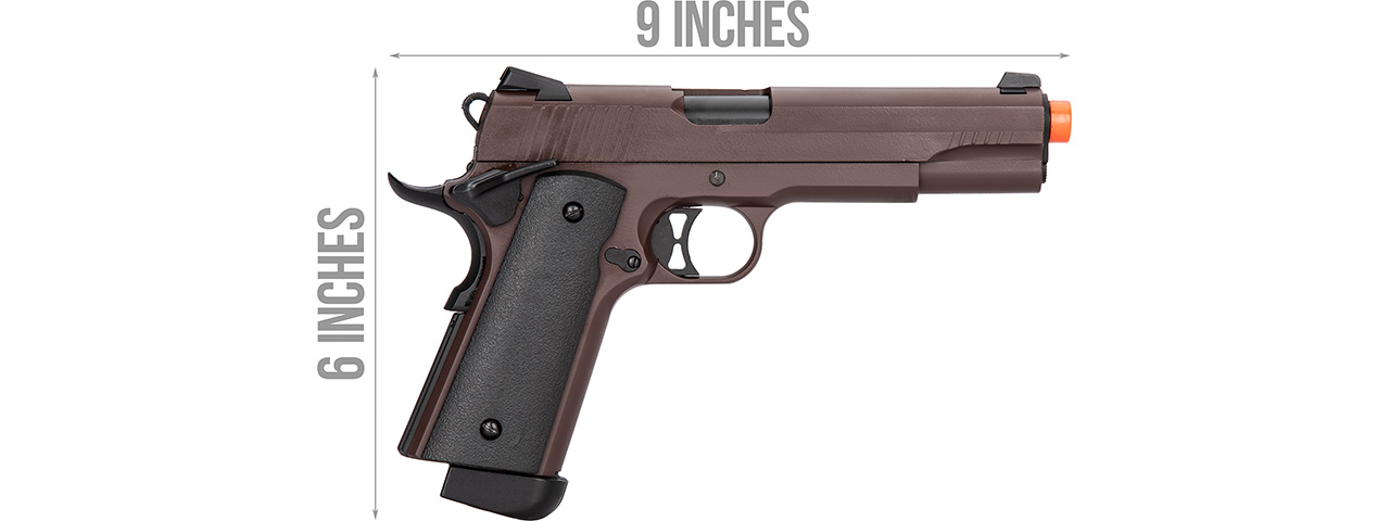 Double Bell M1911 CO2 Blowback Airsoft Pistol [Polymer] (CRIMSON BROWN) - Click Image to Close