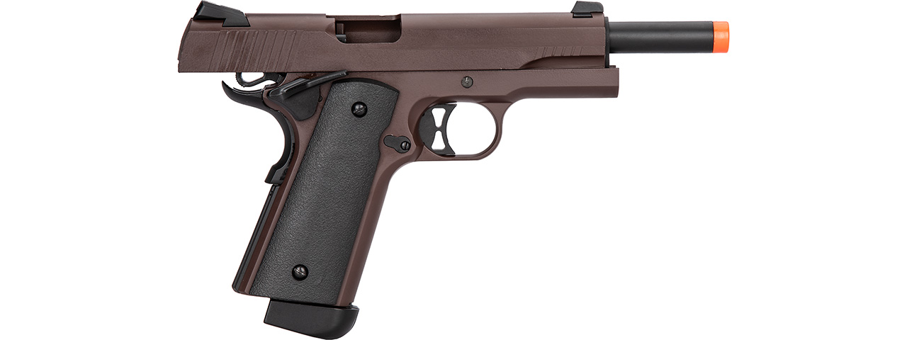 Double Bell M1911 CO2 Blowback Airsoft Pistol [Polymer] (CRIMSON BROWN) - Click Image to Close