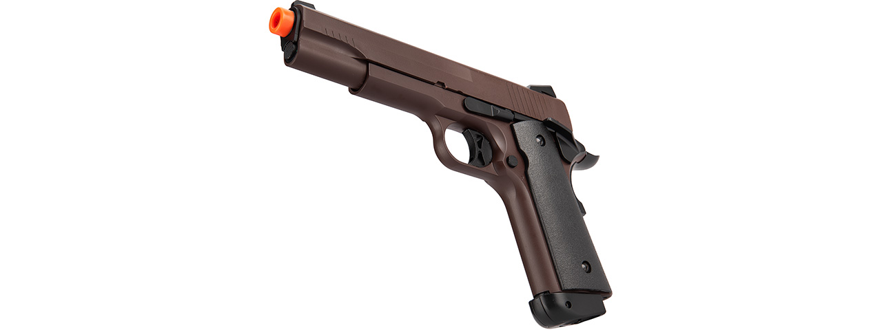 Double Bell M1911 CO2 Blowback Airsoft Pistol [Polymer] (CRIMSON BROWN)