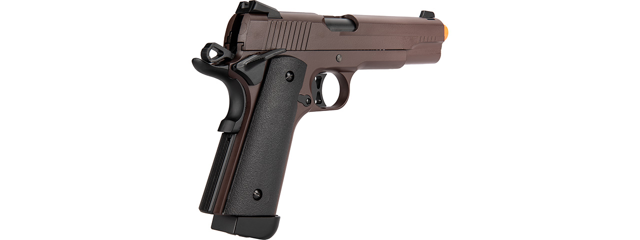 Double Bell M1911 CO2 Blowback Airsoft Pistol [Polymer] (CRIMSON BROWN) - Click Image to Close