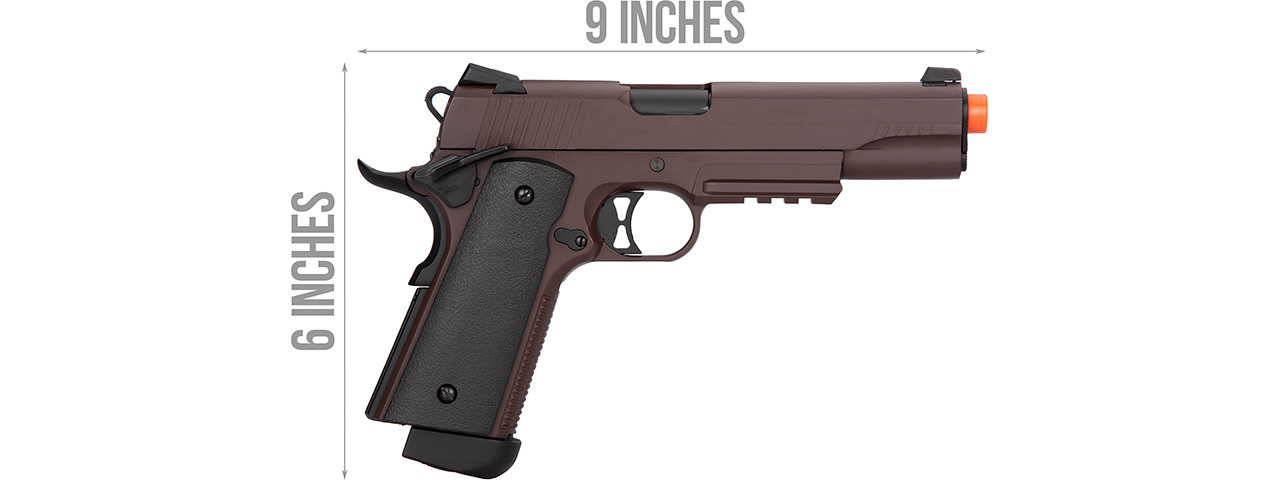 Double Bell M1911 CO2 Blowback Airsoft Pistol [Metal] (CRIMSON BROWN)