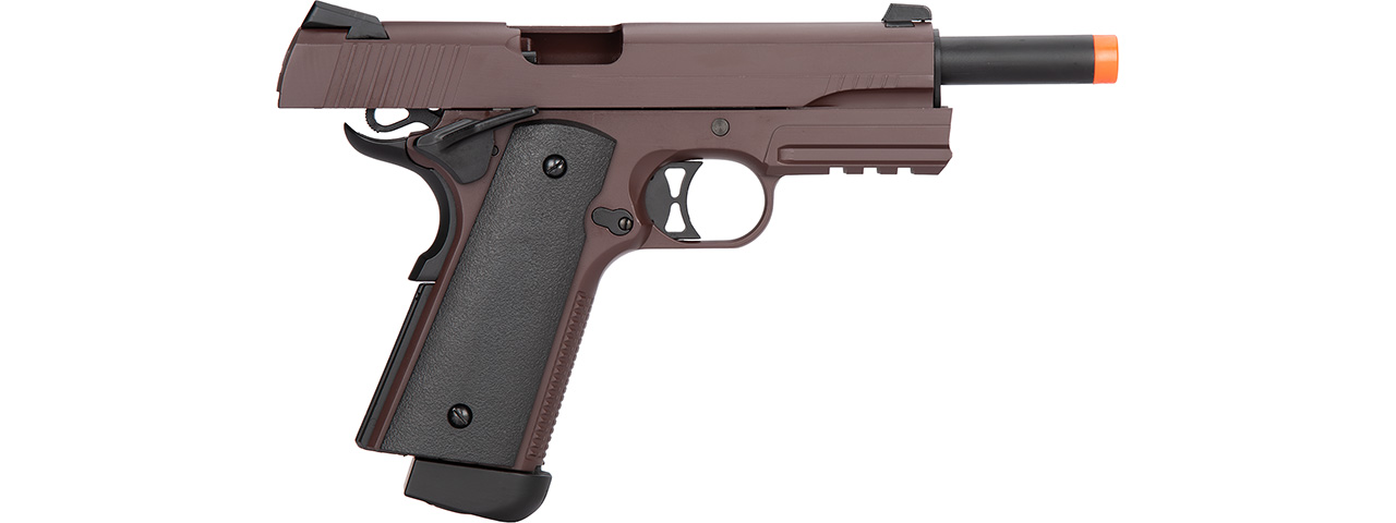 Double Bell M1911 CO2 Blowback Airsoft Pistol [Metal] (CRIMSON BROWN) - Click Image to Close