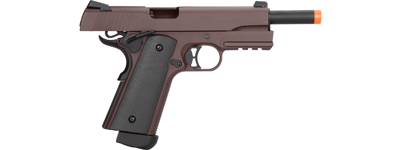 Double Bell M1911 CO2 Blowback Airsoft Pistol [Metal] (CRIMSON BROWN)