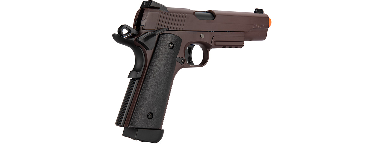 Double Bell M1911 CO2 Blowback Airsoft Pistol [Metal] (CRIMSON BROWN)