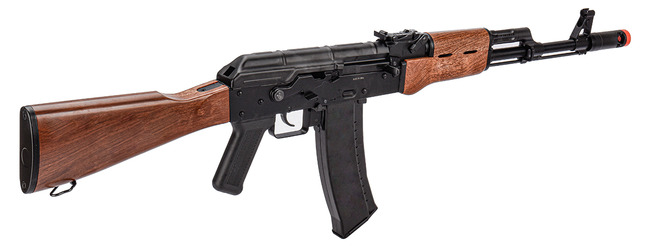 WellFire AK74 Co2 Blowback Rifle with Fixed Stock (Color: Black & Wood)