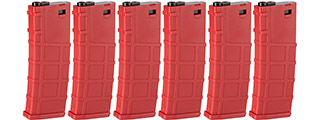 LONEX 200RD MID-CAP MAGAZINE FOR M4 AEG, 6 PACK (RED)