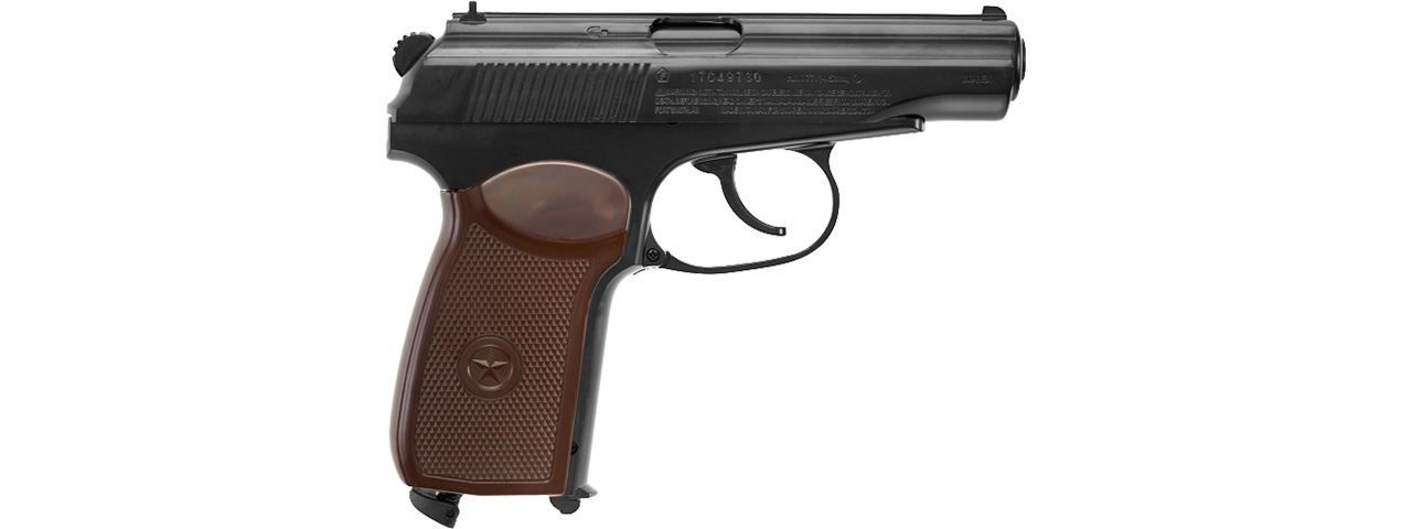 Umarex MAKAROV PM Metal Air Pistol, Black/Brown - Click Image to Close