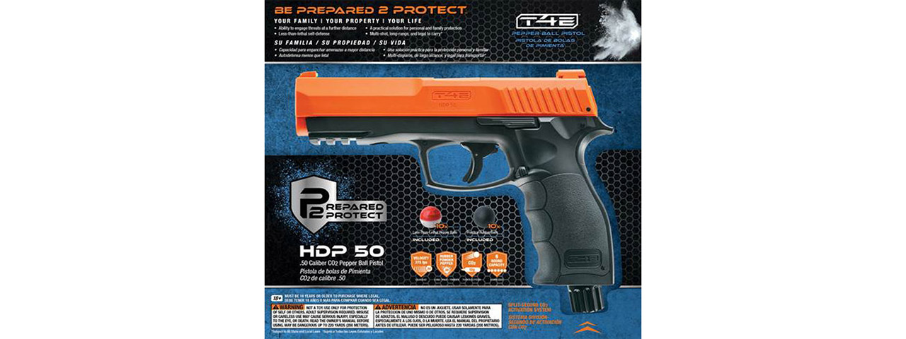 Umarex T4E P2P HDP 50 Cal Pepperball Gun (Black / Orange)