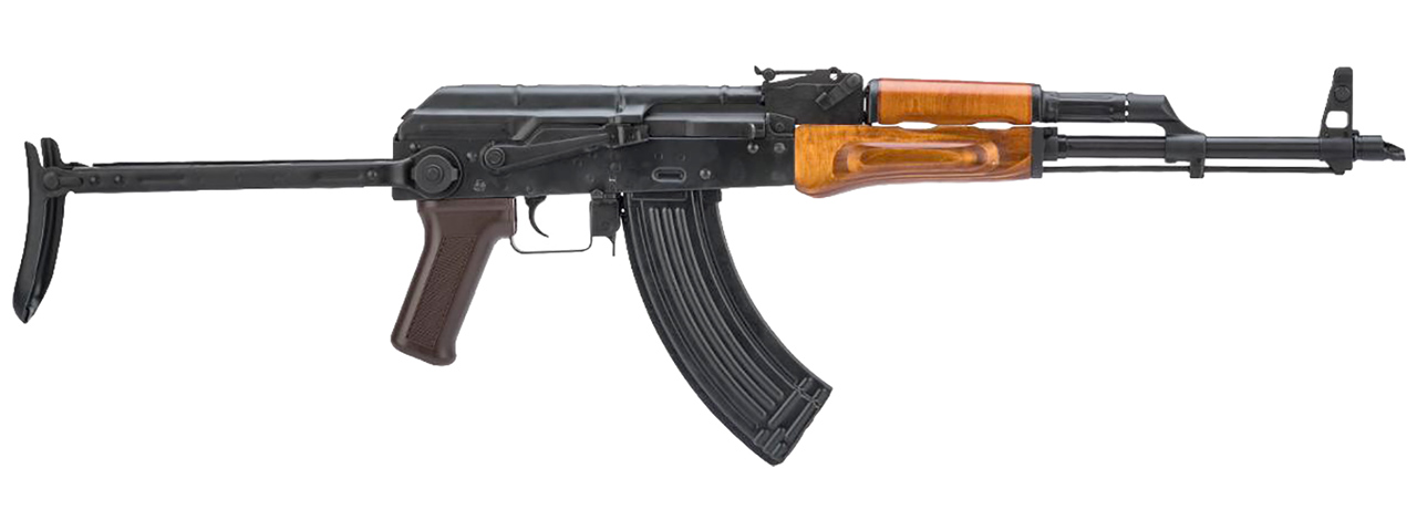 LCT AKMS Steel AK Airsoft AEG Rifle w/ Under Folding Stock (Color: Black & Wood)