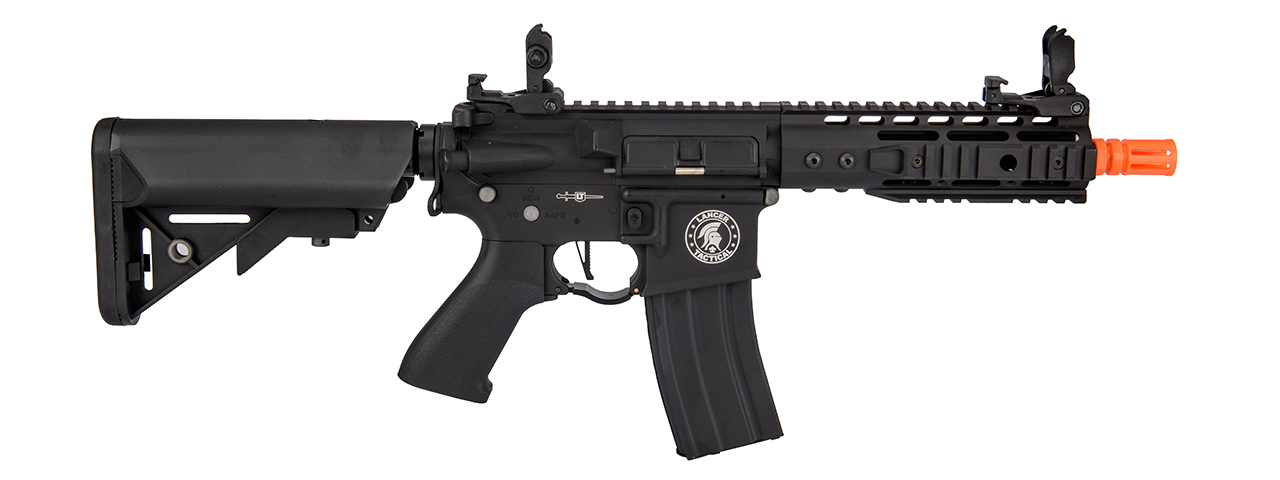 Lancer Tactical Proline 7" KeyMod Railed Airsoft AEG Rifle with Picatinny Rail Segments (Color: Black) - Click Image to Close