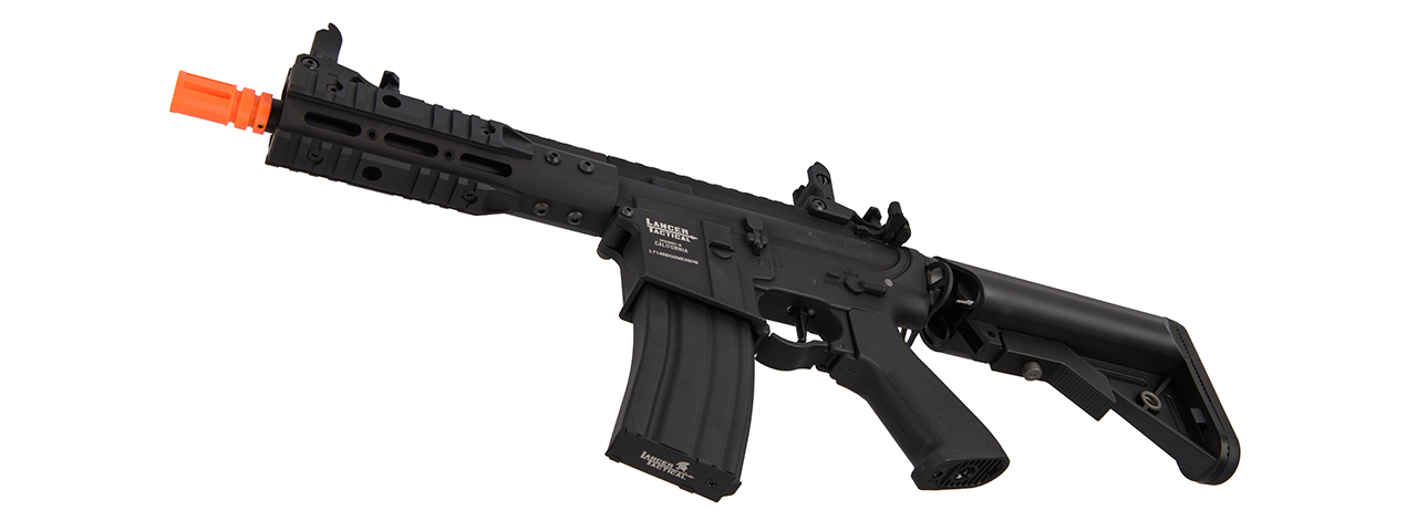 Lancer Tactical Proline 7" KeyMod Railed Airsoft AEG Rifle with Picatinny Rail Segments (Color: Black) - Click Image to Close