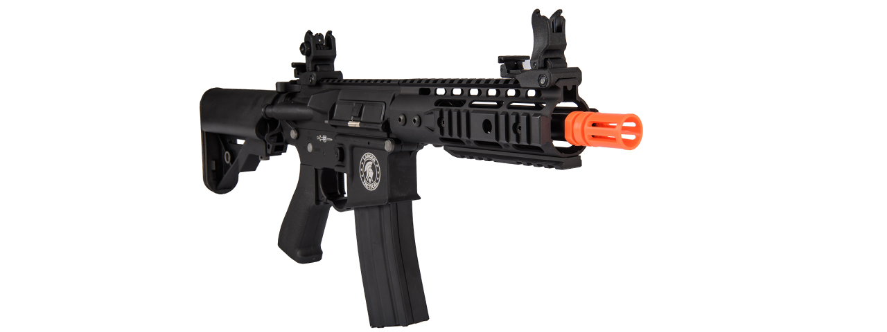 Lancer Tactical Proline 7" KeyMod Railed Airsoft AEG Rifle with Picatinny Rail Segments (Color: Black) - Click Image to Close