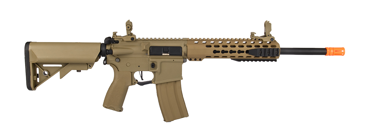 Lancer Tactical LT-19T-G2-E 10" Hybrid M4 Carbine w/ Keymod Rail (Tan) - Click Image to Close