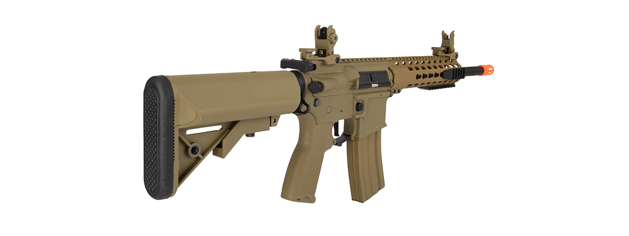 Lancer Tactical LT-19T-G2-E 10" Hybrid M4 Carbine w/ Keymod Rail (Tan) - Click Image to Close