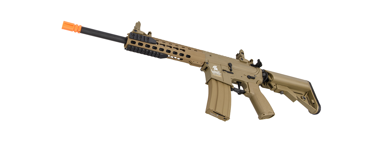 Lancer Tactical LT-19T-G2-E 10" Hybrid M4 Carbine w/ Keymod Rail (Tan) - Click Image to Close