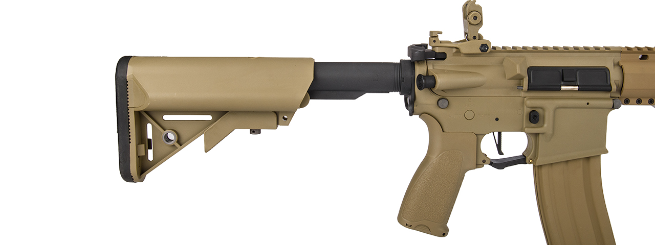 Lancer Tactical LT-19T-G2-E 10" Hybrid M4 Carbine w/ Keymod Rail (Tan) - Click Image to Close