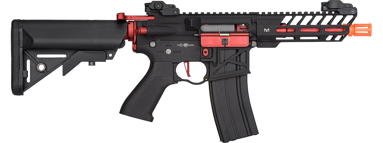Lancer Tactical Low FPS Enforcer Needletail Skeleton M4 Airsoft Rifle (Color: Black and Red) - Click Image to Close