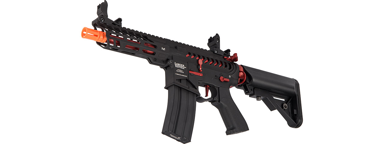 Lancer Tactical Low FPS Enforcer Needletail Skeleton M4 Airsoft Rifle (Color: Black and Red) - Click Image to Close