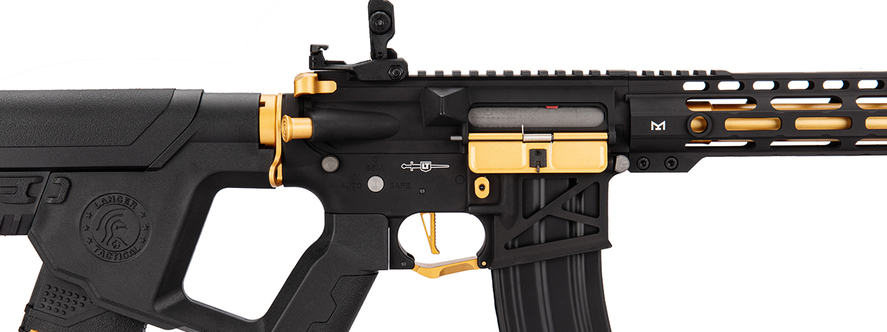 Lancer Tactical Enforcer BLACKBIRD Skeleton AEG w/ Alpha Stock, Gold - Click Image to Close