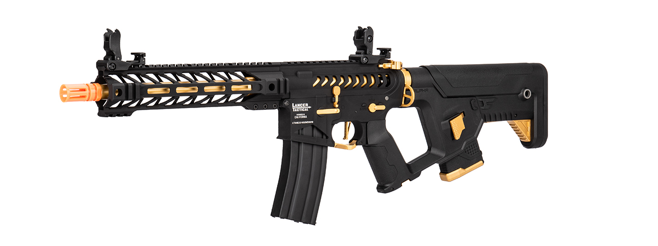 Lancer Tactical Enforcer BATTLE HAWK 10" Skeleton AEG w/ Alpha Stock, Gold - Click Image to Close