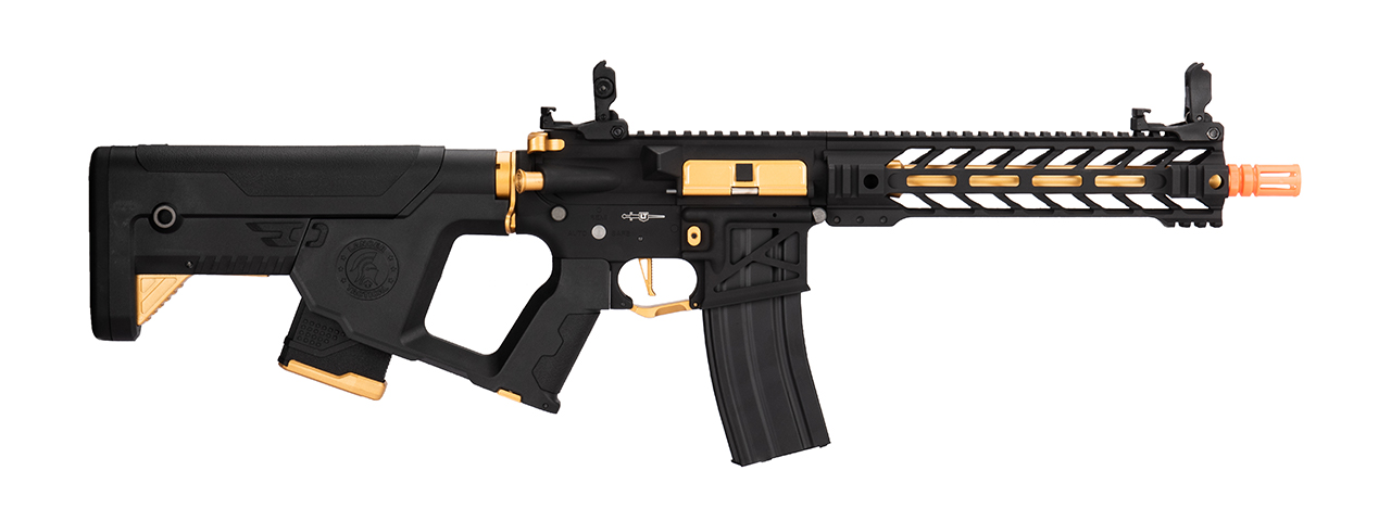 Lancer Tactical Enforcer BATTLE HAWK 10" Skeleton AEG w/ Alpha Stock, Gold - Click Image to Close