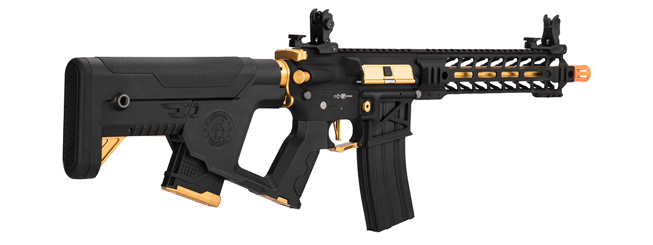 Lancer Tactical Enforcer BATTLE HAWK 10" Skeleton AEG w/ Alpha Stock, Gold - Click Image to Close