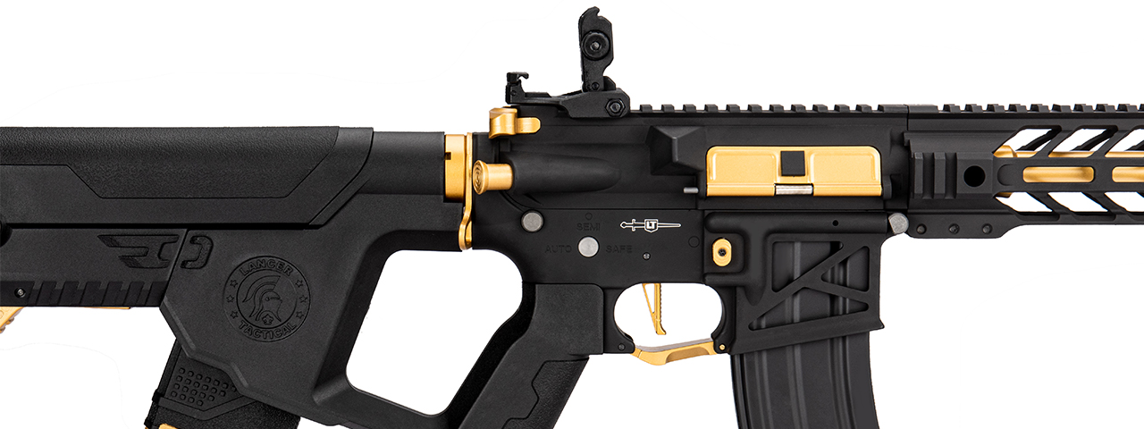 Lancer Tactical Enforcer BATTLE HAWK 10" Skeleton AEG w/ Alpha Stock, Gold - Click Image to Close