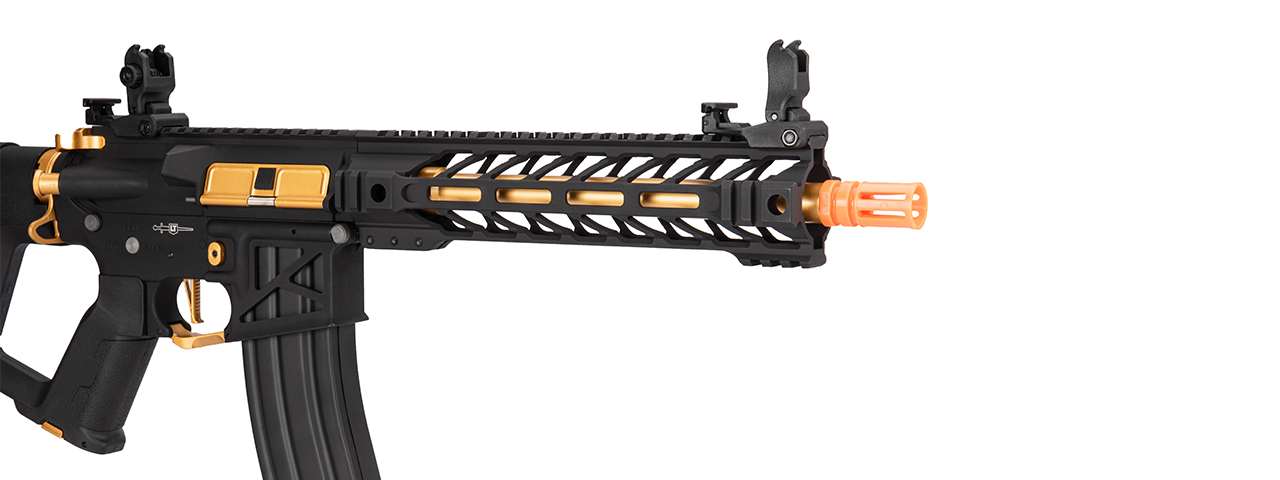 Lancer Tactical Enforcer BATTLE HAWK 10" Skeleton AEG w/ Alpha Stock, Gold - Click Image to Close