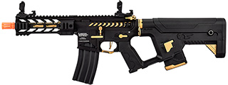 Lancer Tactical Proline Enforcer Battle Hawk 7" Skeleton M4 Airsoft Rifle w/ Alpha Stock (Color: Black / Gold)