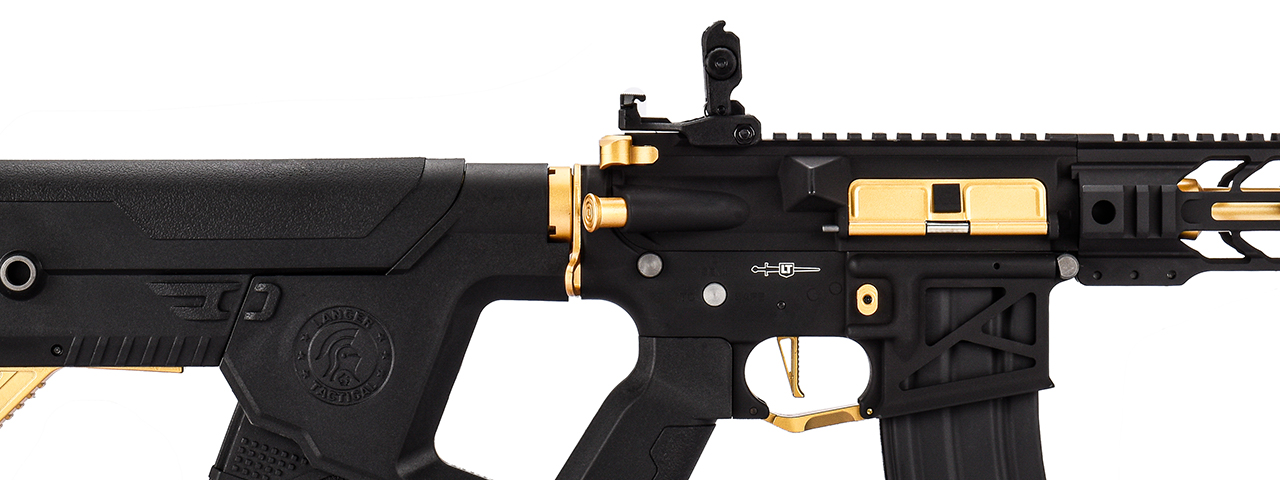 Lancer Tactical Proline Enforcer Battle Hawk 7" Skeleton M4 Airsoft Rifle w/ Alpha Stock (Color: Black / Gold)