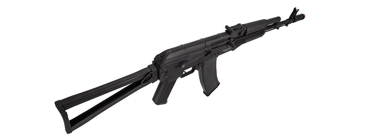 Lancer Tactical AK-Series AK-74M AEG Airsoft Rifle w/ Skeleton Foldable Stock (Black) - Click Image to Close