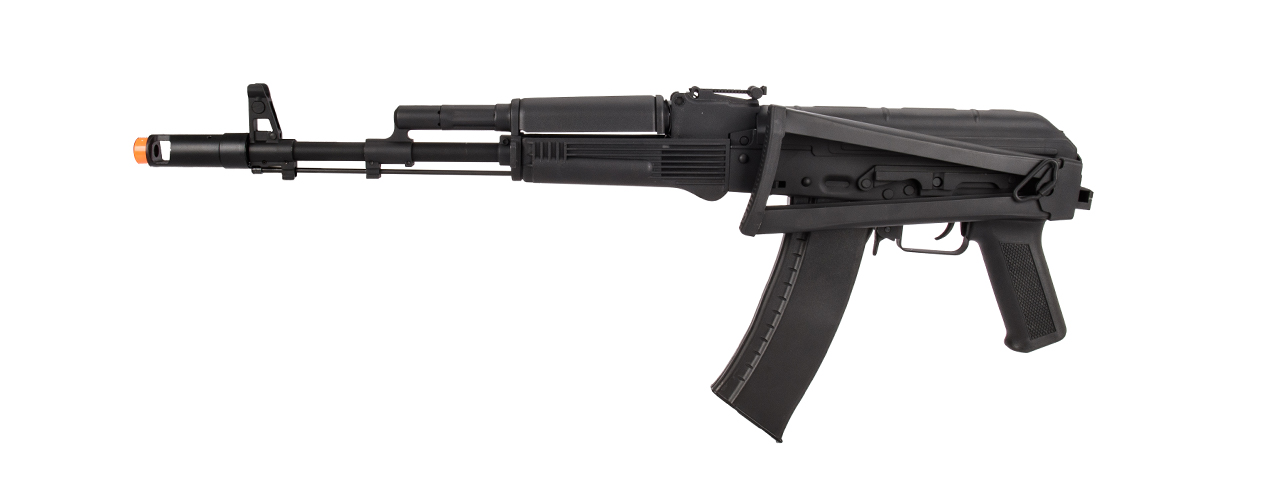Lancer Tactical AK-Series AK-74M AEG Airsoft Rifle w/ Skeleton Foldable Stock (Black) - Click Image to Close