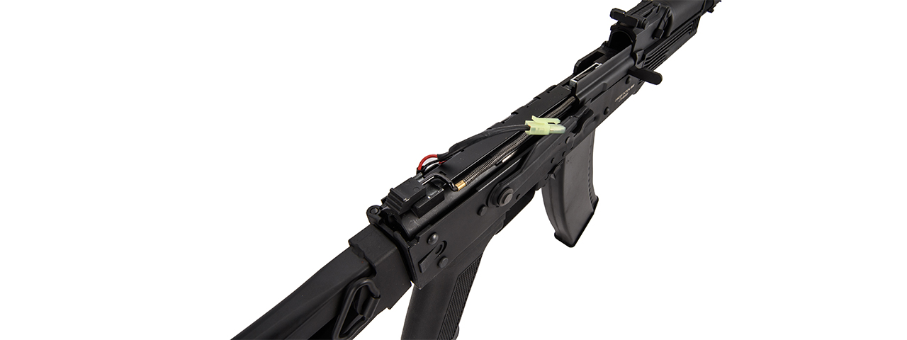 Lancer Tactical AK-Series AK-74M AEG Airsoft Rifle w/ Skeleton Foldable Stock (Black) - Click Image to Close