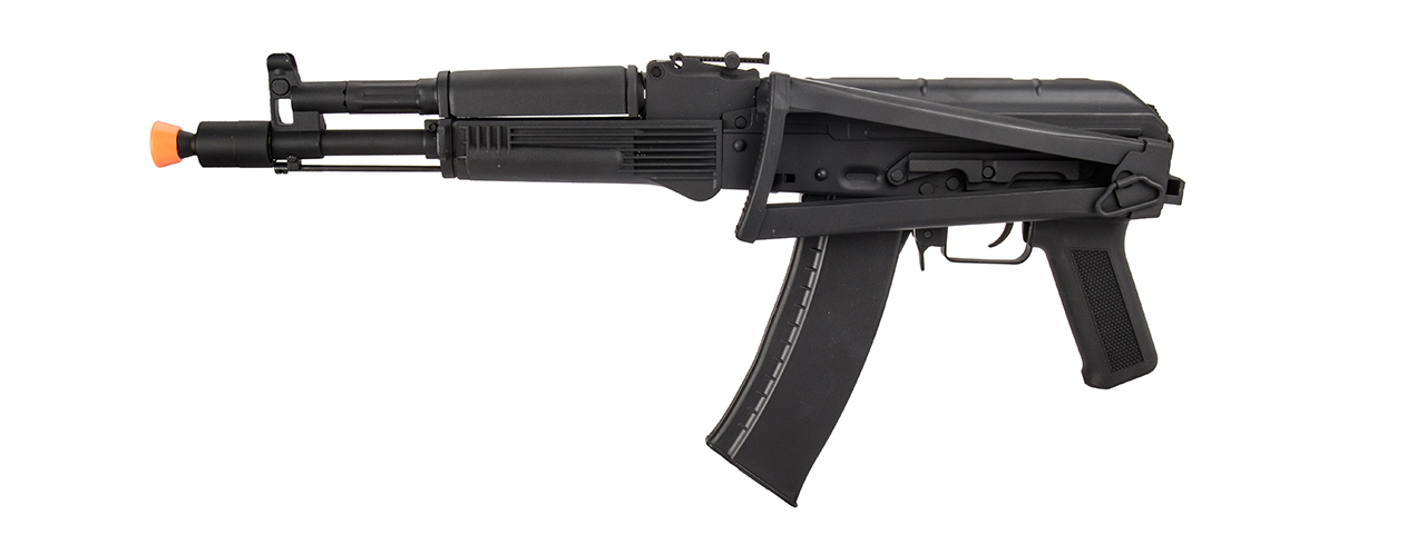 Lancer Tactical AK-Series AKS-105 AEG Airsoft Rifle w/ Skeleton Foldable Stock (Black) - Click Image to Close