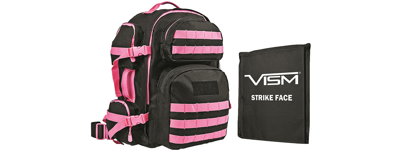 VISM by NcSTAR TACTICAL BACKPACK, BLACK/PINK - Click Image to Close