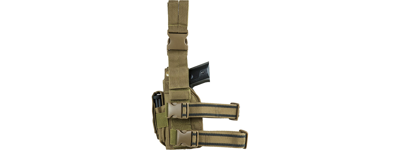 VISM by NcSTAR DROP LEG UNIVERSAL HOLSTER, TAN - Click Image to Close