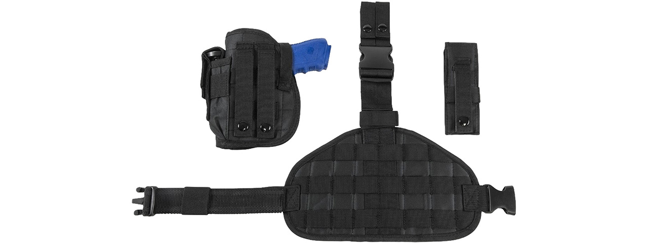 VISM by NcSTAR DROP LEG HOLSTER, PANEL, MAG POUCH (BLACK) - Click Image to Close