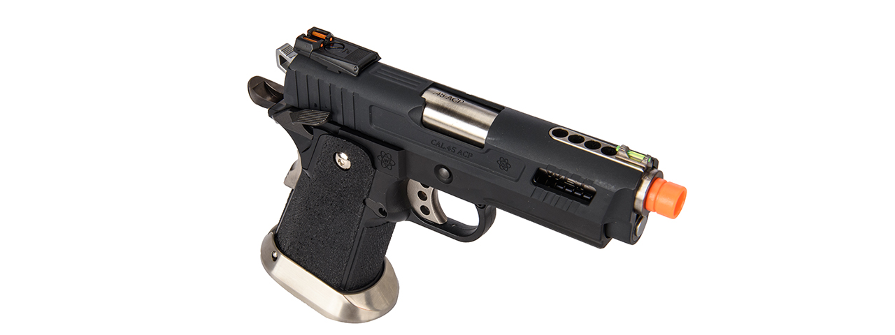 WE-Tech Hi-Capa 3.8 Velociraptor Full Auto Gas Blowback Pistol (Black) - Click Image to Close