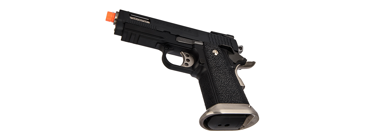 WE-Tech Hi-Capa 3.8 Brontosaurus Full Auto Gas Blowback Pistol (Black) - Click Image to Close