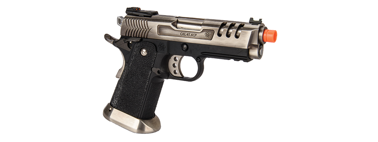 WE-Tech Hi-Capa 3.8 Deinonychus Full Auto Gas Blowback Pistol (Silver) - Click Image to Close