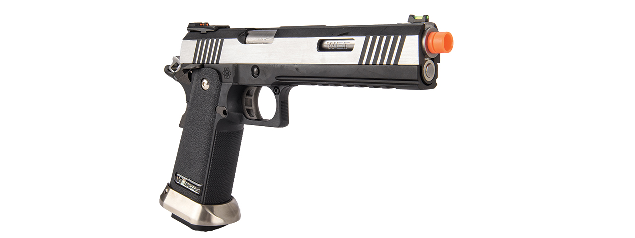 WE-Tech Hi-Capa 6" IREX Competition Full Auto Gas Blowback Airsoft Pistol (Black / Silver)