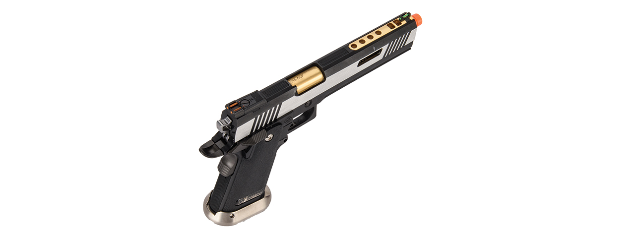 WE-Tech Hi-Capa 6" IREX Competition Full Auto Gas Blowback Airsoft Pistol (Black / Silver / Gold Barrel)