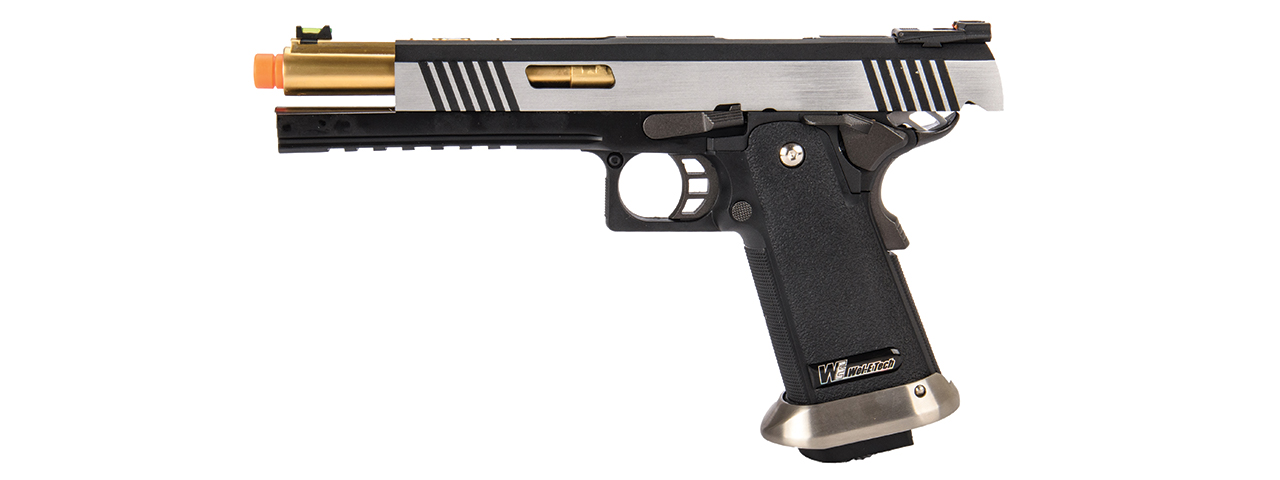 WE-Tech Hi-Capa 6" IREX Competition Full Auto Gas Blowback Airsoft Pistol (Black / Silver / Gold Barrel)