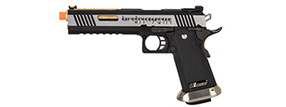 WE-Tech Hi-Capa 6" IREX Full Auto Competition GBB Airsoft Pistol (Black / Silver / Gold Barrel / With Markings)