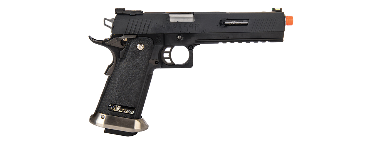 WE-Tech Hi-Capa 6" IREX Full Auto Competition GBB Airsoft Pistol (Black with Markings) - Click Image to Close