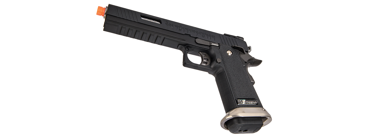 WE-Tech Hi-Capa 6" IREX Full Auto Competition GBB Airsoft Pistol (Black with Markings) - Click Image to Close