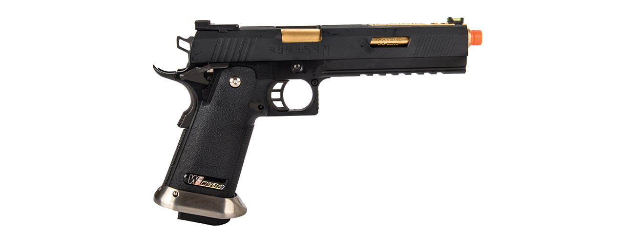 WE-Tech Hi-Capa 6" IREX Full Auto Competition Pistol (Black / Gold Barrel / With Markings)