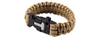 WoSport Multi-Function Survival Bracelet w/ Rope Cutting Tool, Whistle, and Fire Starter (Color: Tan)